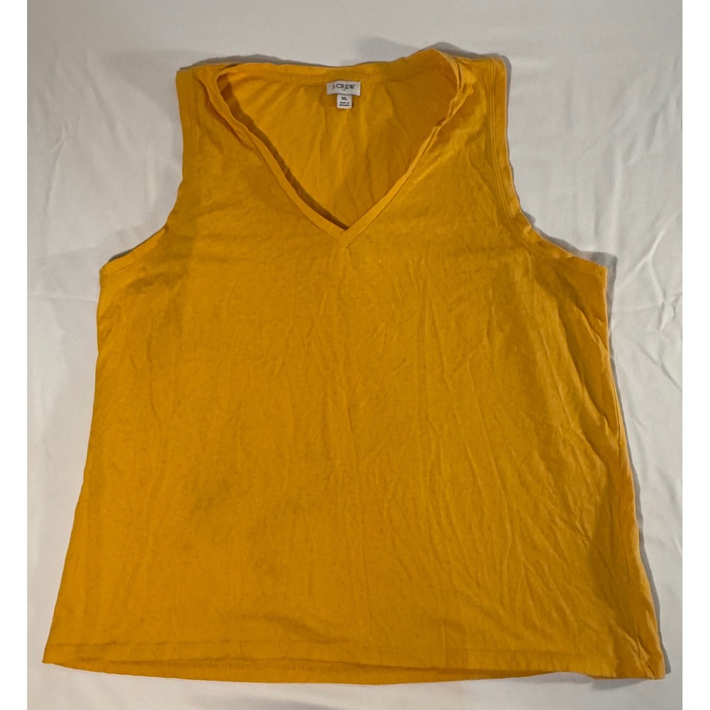 J.Crew Womens XL Yellow Slub Cotton V-Neck Sleeveless Tank Top Tee